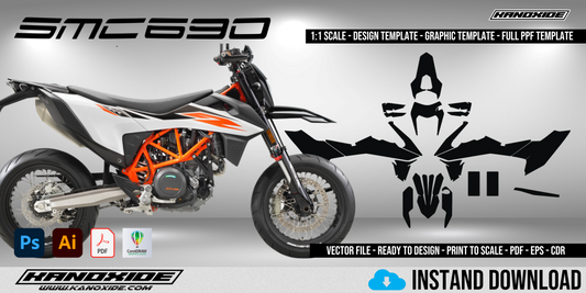 Plantilla completa a escala 1:1 de la KTM SMC-R 2020 - Diseño vectorial digital