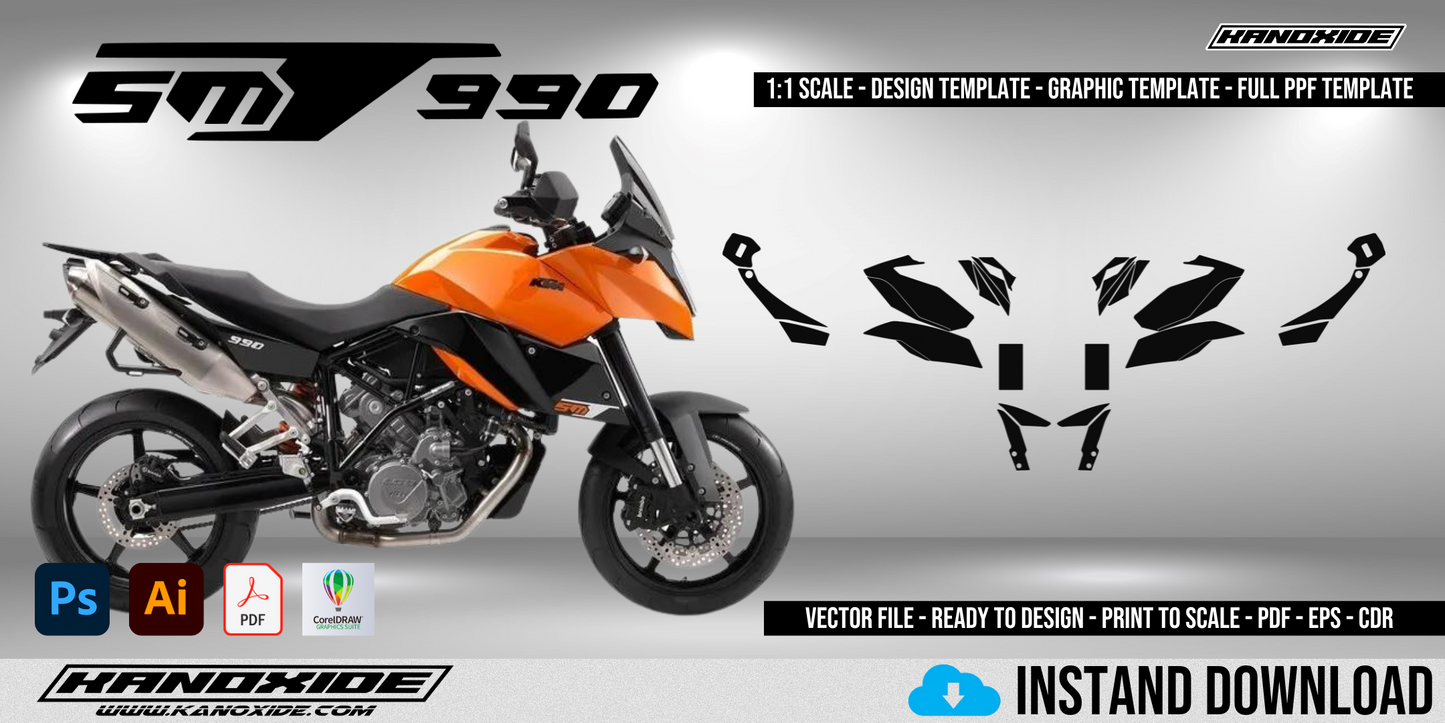 KTM SMT 990 Volle 1:1 Maßstab Vorlage - Design Vektor Digital