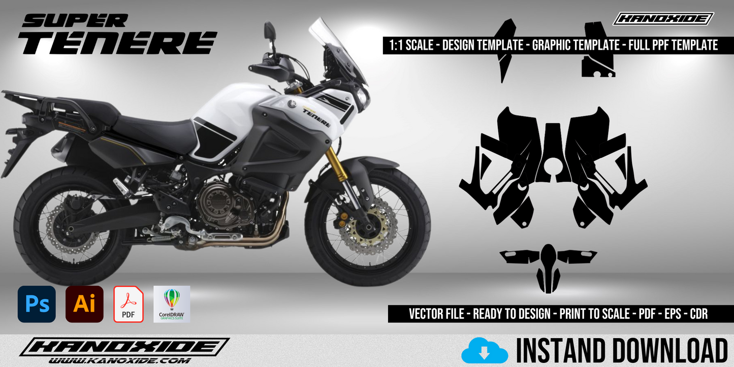 YAMAHA SUPER TENERE Volle 1:1 Maßstab Vorlage - Design Vektor Digital
