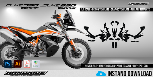 Plantilla completa a escala 1:1 para KTM 790 890 ADV R 2019-2020 - Diseño vectorial digital