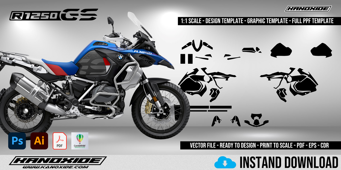 2020 BMW 1250 GSA - Vorlage im Maßstab 1:1 - Designvorlage - Vektor - Digital