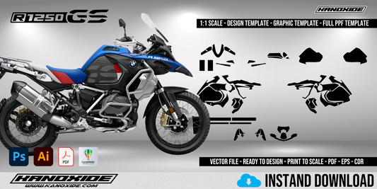 BMW 1250 GSA 2020 - Plantilla a escala 1:1 - Diseño vectorial - Digital