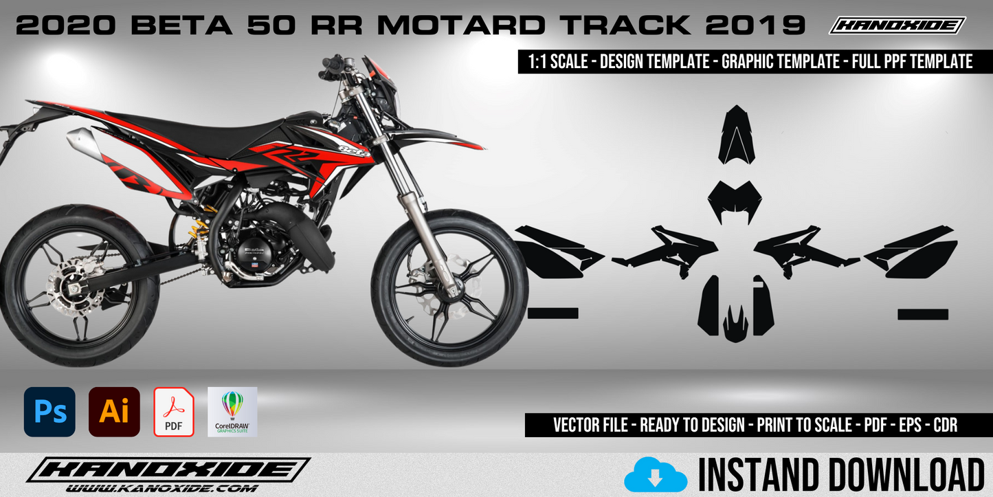 2020 BETA 50 RR MOTARD TRACK Full 1:1 Scale Template - Design Vector Digital