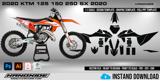 Plantilla completa a escala 1:1 para KTM 125 150 250 SX 2020 - Diseño vectorial digital