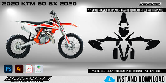 Plantilla completa a escala 1:1 para la KTM 50 SX 2020 - Diseño vectorial digital