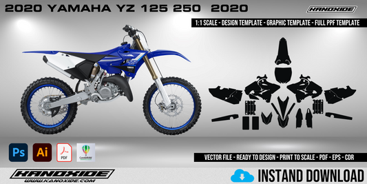 2020 YAMAHA YZ 125 250 Volle 1:1 Maßstab Vorlage - Design Vektor Digital