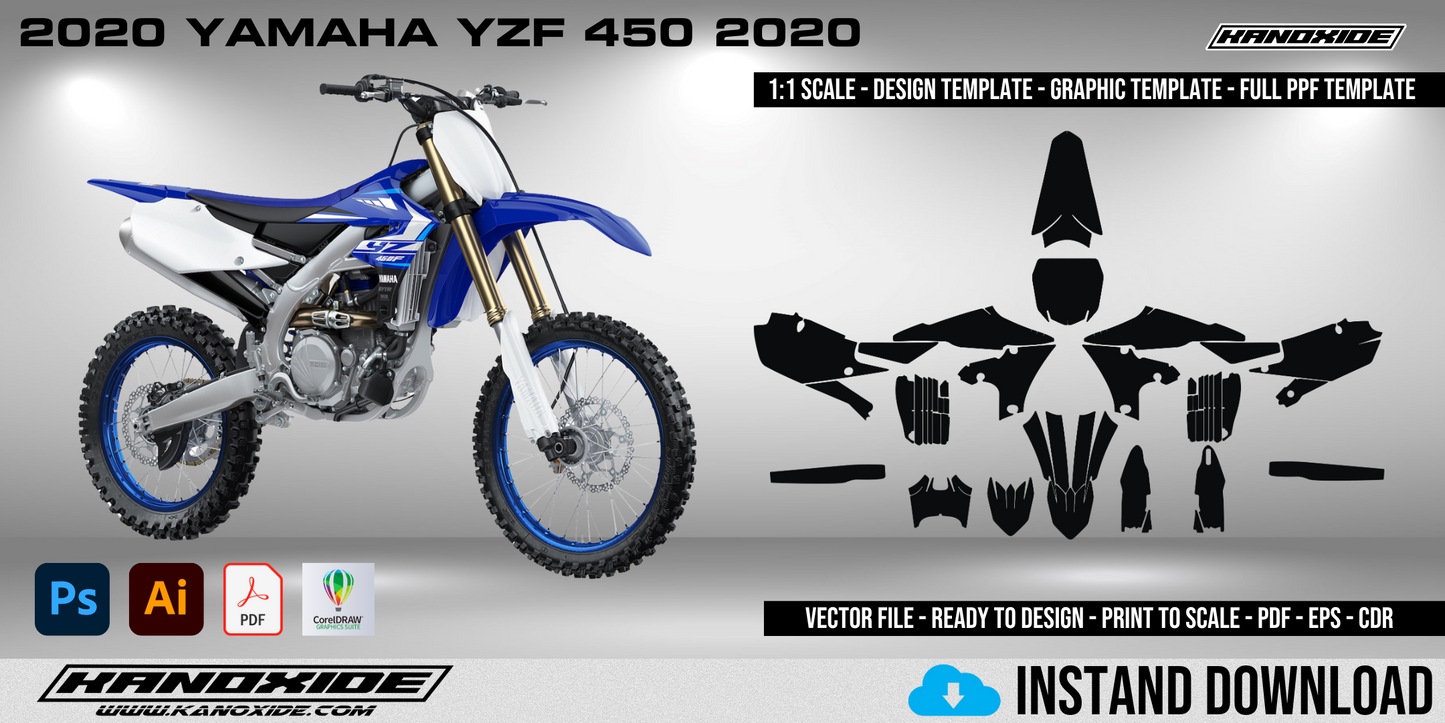 2020 YAMAHA YZF 450 2020 Full 1:1 Scale Template - Design Vector Digital