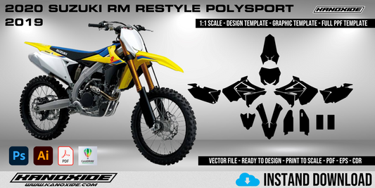 Plantilla de diseño vectorial digital para el Suzuki RM 2020, escala 1:1.
