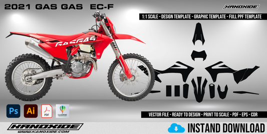 2021 GAS GAS EC-F Volle 1:1 Maßstab Vorlage - Design Vektor Digital