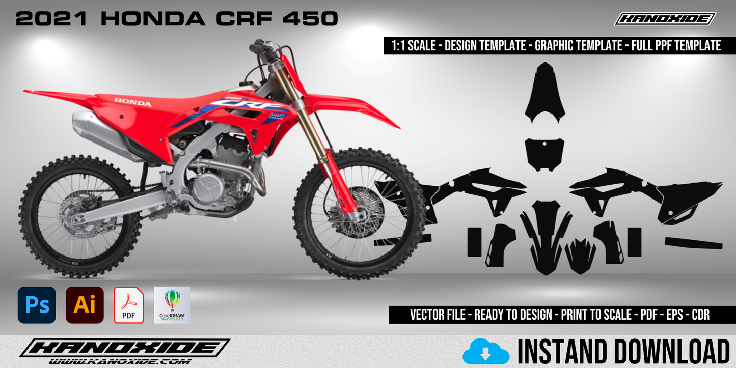 2021 HONDA CRF 450 Full 1:1 Scale Template - Design Vector Digital
