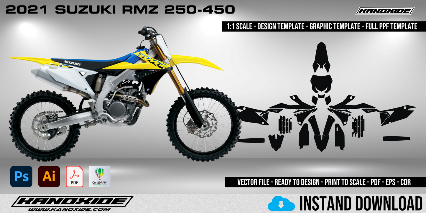 2021 SUZUKI RMZ 250-450 Volle Vorlage im Maßstab 1:1 - Design Vector Digital