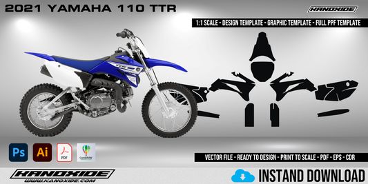2021 YAMAHA 110 TTR Volle 1:1 Maßstab Vorlage - Design Vektor Digital