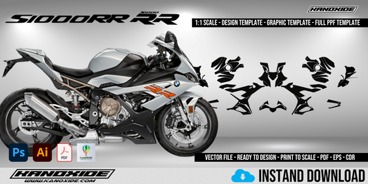 BMW S1000RR 19-22 - Plantilla completa a escala 1:1 - Plantilla de diseño - Vector - Digital