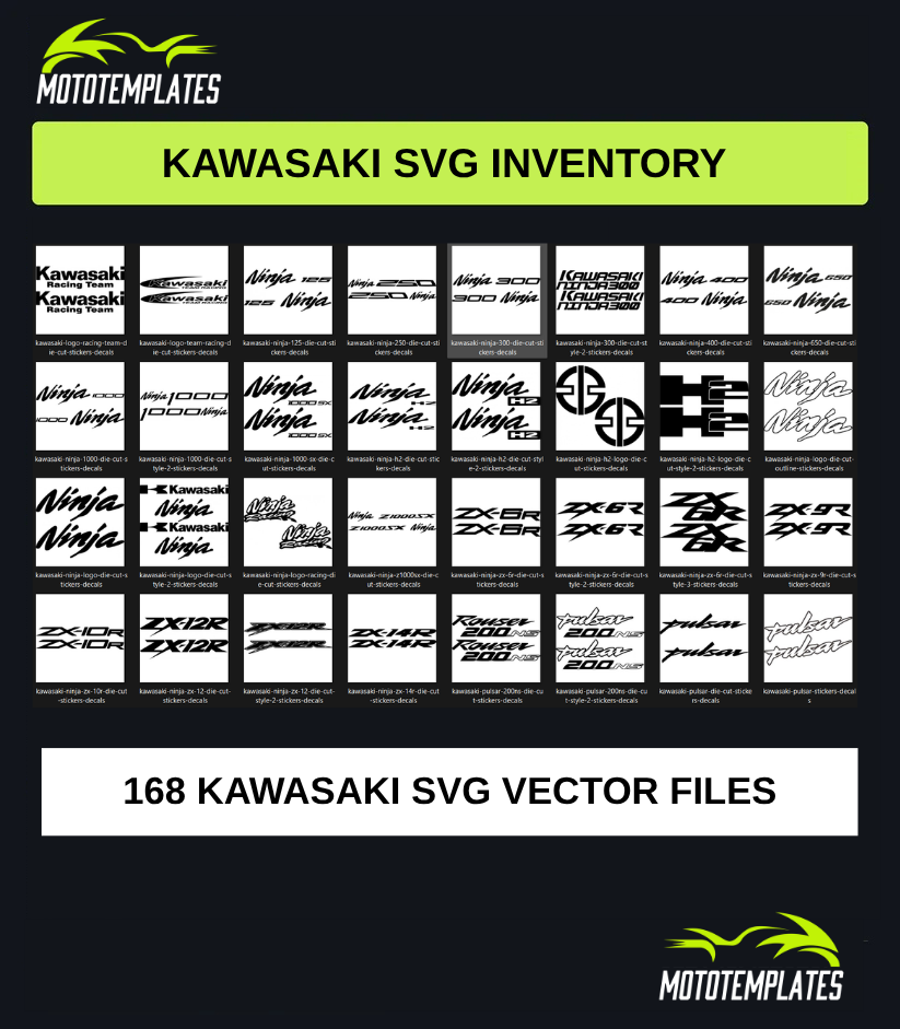 Kawasaki Motorcycle SVG Pack | 168 SVG Vector Files
