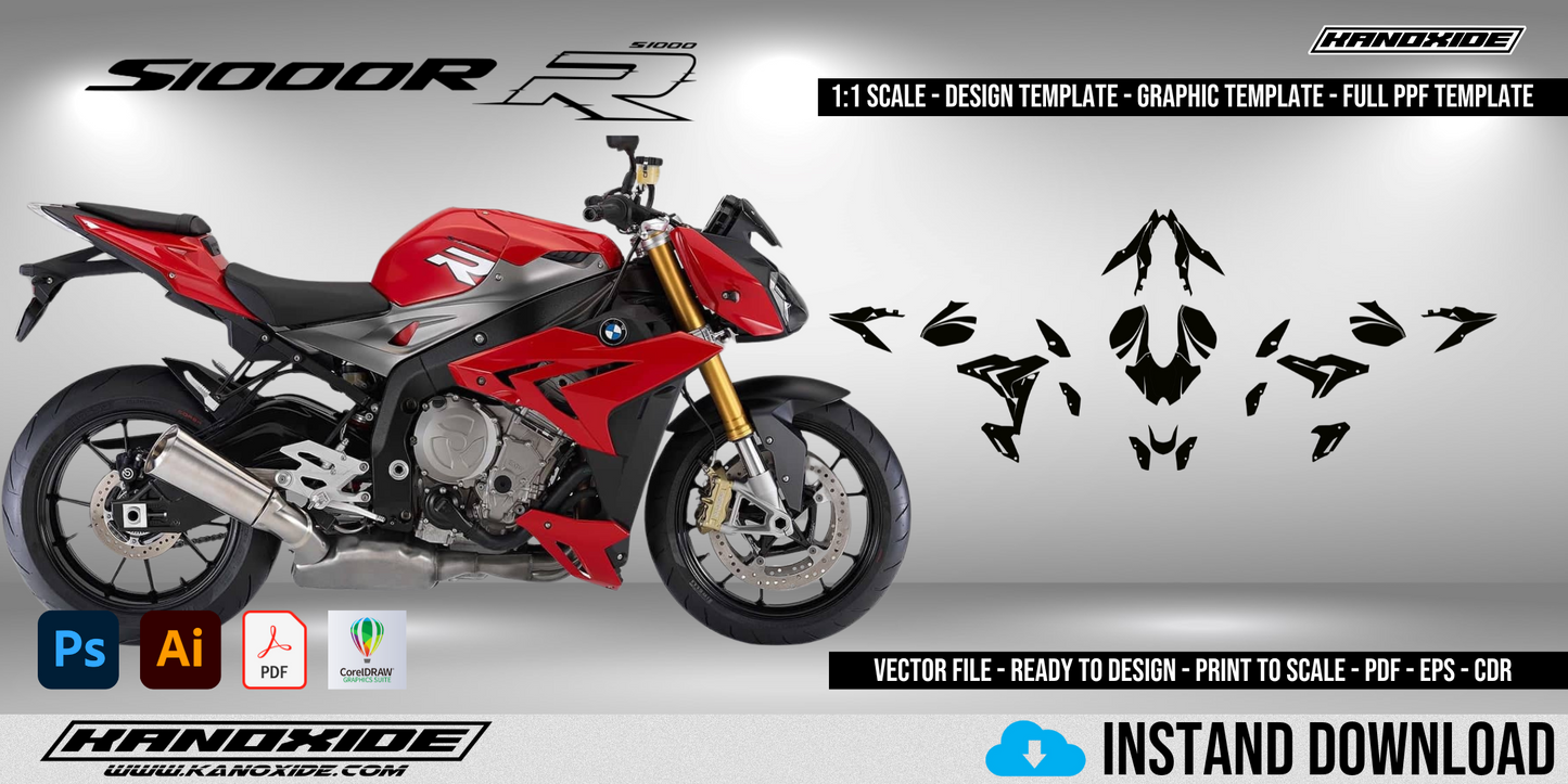 BMW-S1000R 13-16 - Vorlage im Maßstab 1:1 - Designvorlage - Vektor - Digital