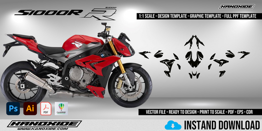 BMW-S1000R 13-16 - Plantilla a escala 1:1 - Diseño vectorial - Digital