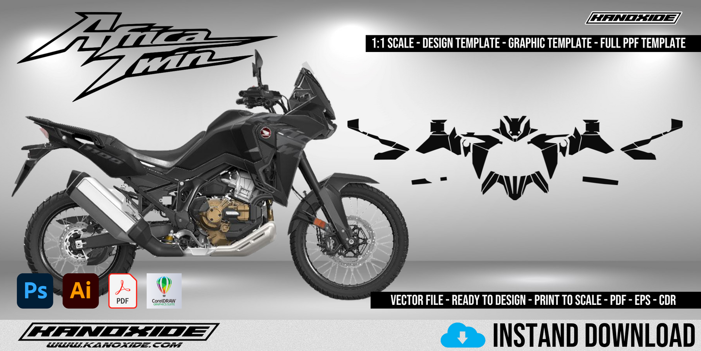 HONDA A-TWIN CRF 1100L 2020-2022 Vollständige Vorlage im Maßstab 1:1 - Design Vector Digital