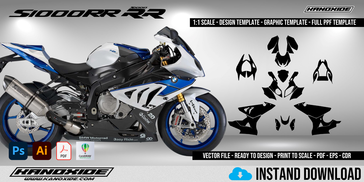 BMW S1000RR 13-14 - Vorlage im Maßstab 1:1 - Designvorlage Vektor - Digital
