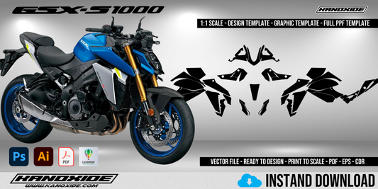 Plantilla completa a escala 1:1 para la Suzuki GSX-S 1000 2022 - Diseño vectorial digital