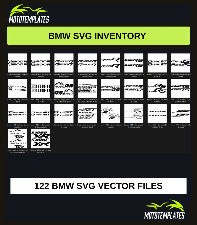 BMW Motorcycle SVG Pack | 122 SVG Vector Files