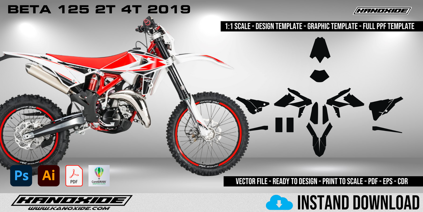 BETA 125 2T 4T 2019 Full 1:1 Scale Template - Design Vector Digital