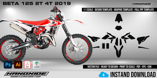 BETA 125 2T 4T 2019 Vollständige Vorlage im Maßstab 1:1 - Design Vector Digital