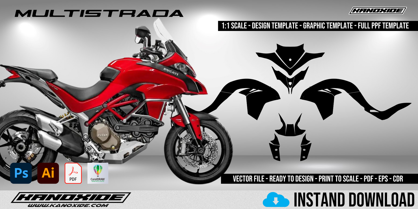 DUCATI MULTISTRADA 1200 15-17 - Vorlage im Maßstab 1:1 - Design Vector Digital