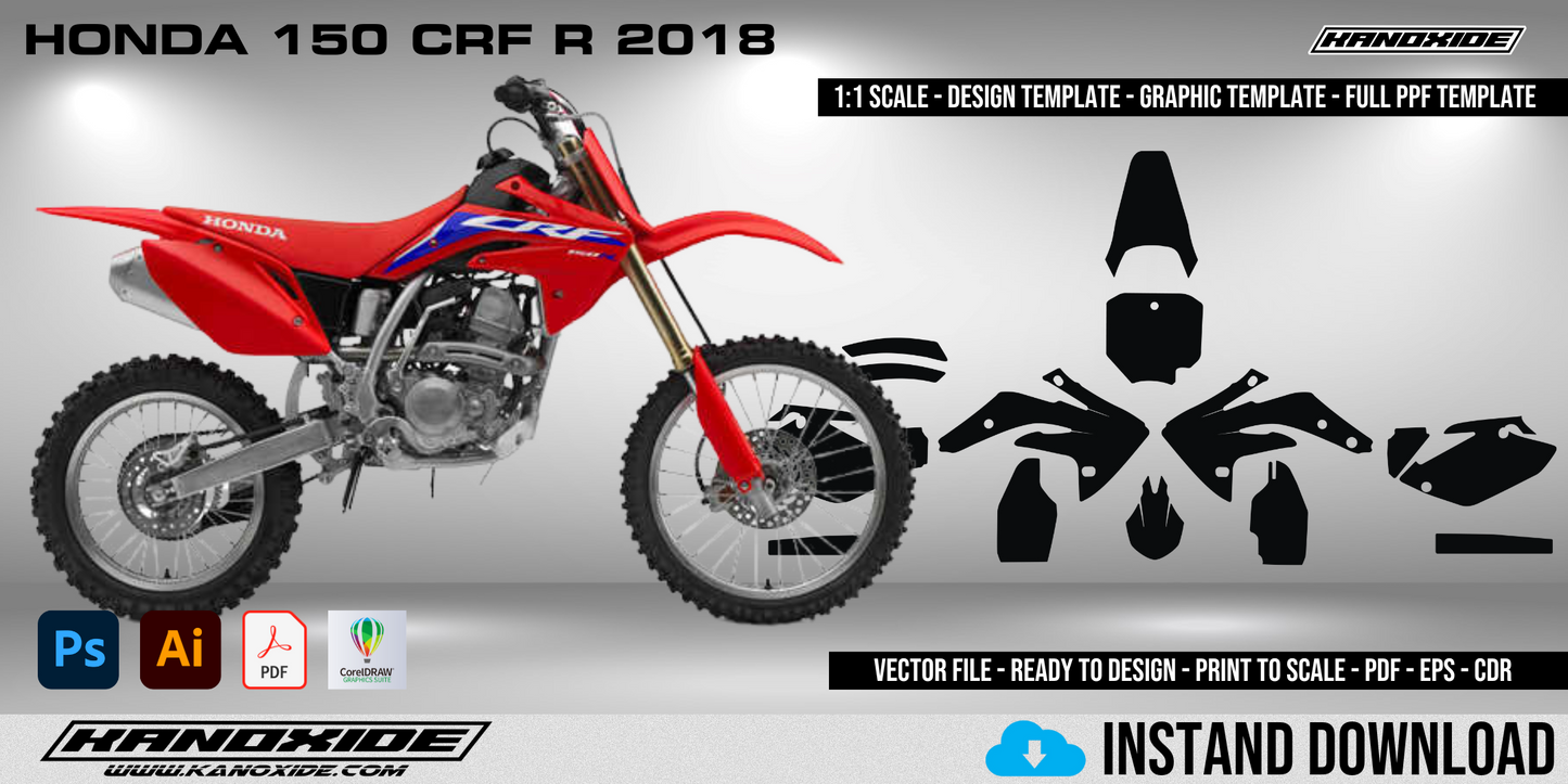 HONDA 150 CRF R 2018 Full 1:1 Scale Template - Design Vector Digital