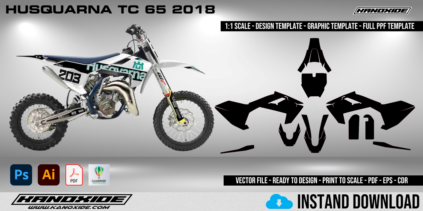 HUSQUARNA TC 65 2018 Full 1:1 Scale Template - Design Vector Digital