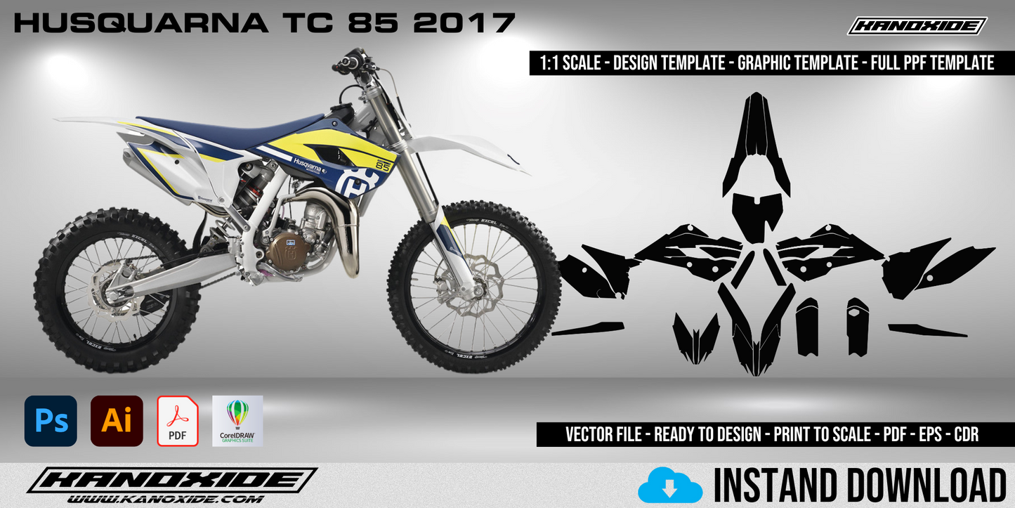 Husqvarna TC 85 2017 Full 1:1 Scale Template - Design Vector Digital