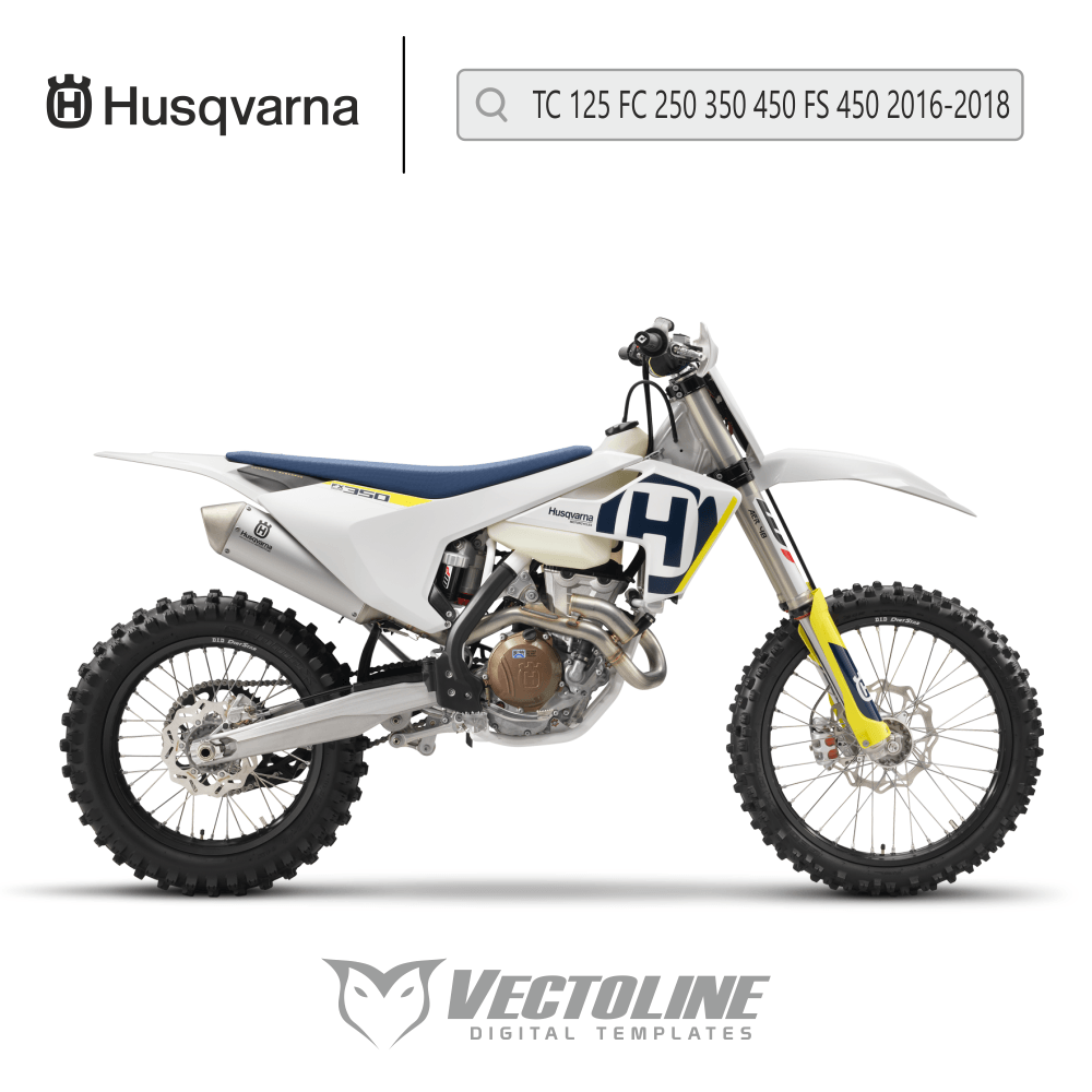 Plantilla Husqvarna TC-125-FC-250-350-450 a escala 1:1 - Diseño vectorial digital