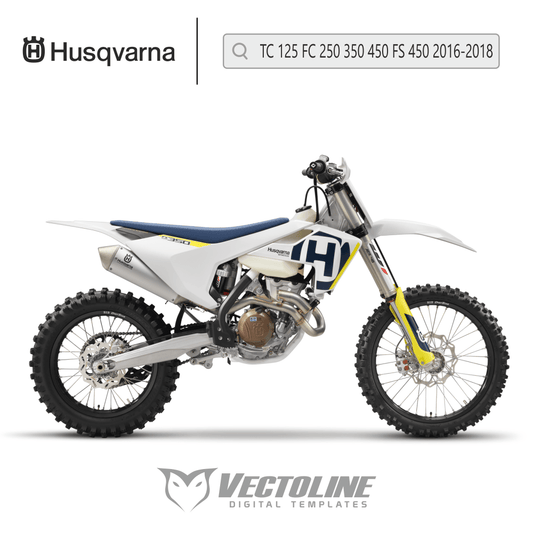 Plantilla Husqvarna TC-125-FC-250-350-450 a escala 1:1 - Diseño vectorial digital