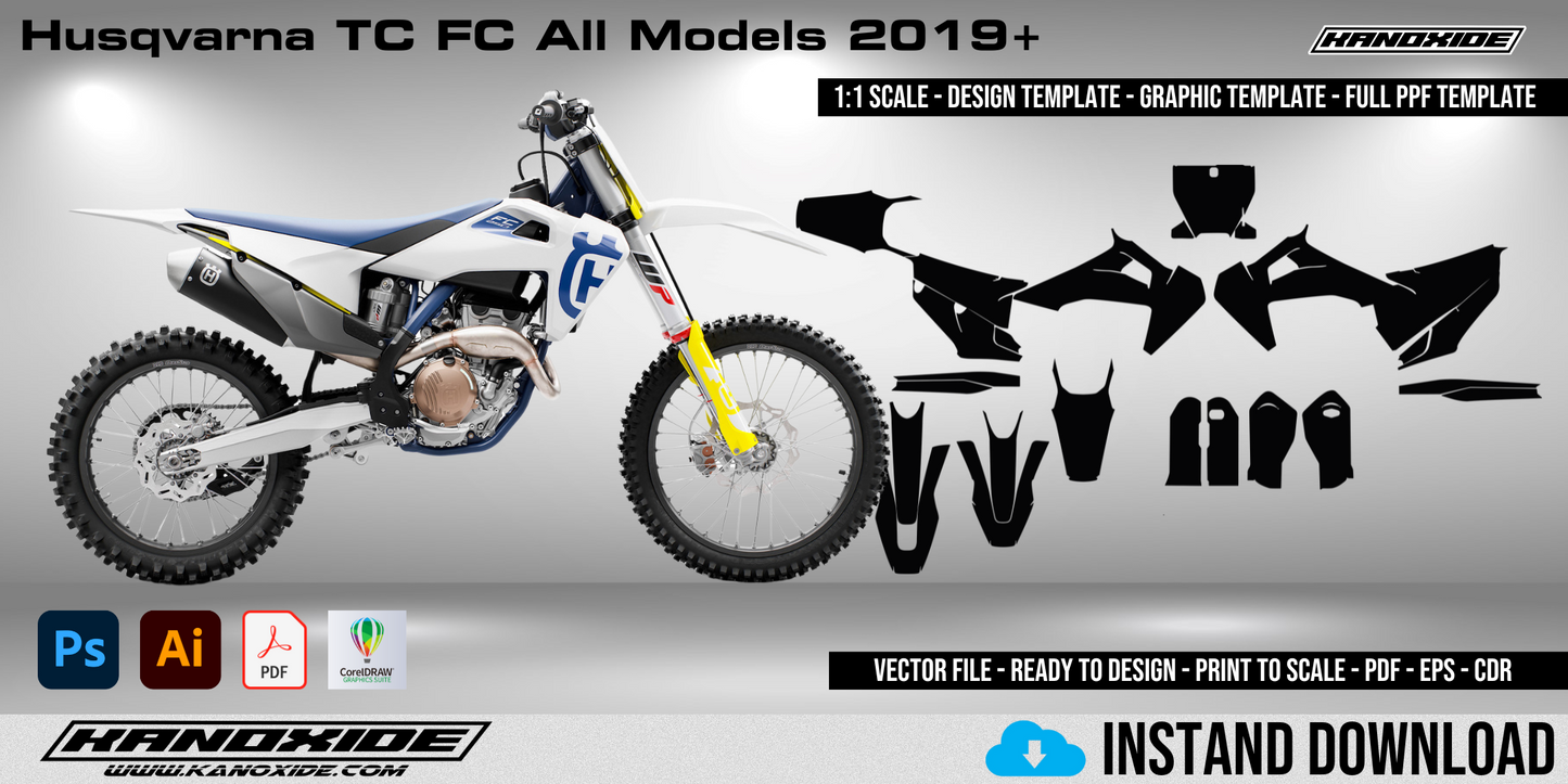 Husqvarna_TC_FC_Alle_Modelle_2019+ Vollständige Vorlage im Maßstab 1:1 - Design Vector Digital