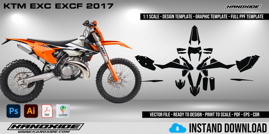 Plantilla completa a escala 1:1 de la KTM EXC EXCF 2017 - Diseño vectorial digital