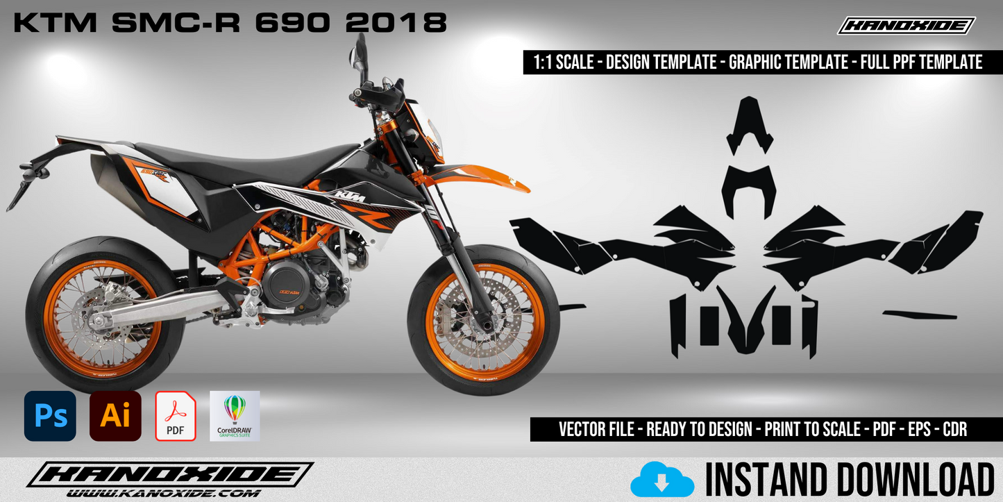 KTM SMC-R 690 2018 Vollständige Vorlage im Maßstab 1:1 - Design Vector Digital