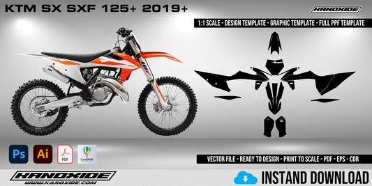 Plantilla completa a escala 1:1 para KTM SX SXF 125+ 2019+ - Diseño vectorial digital