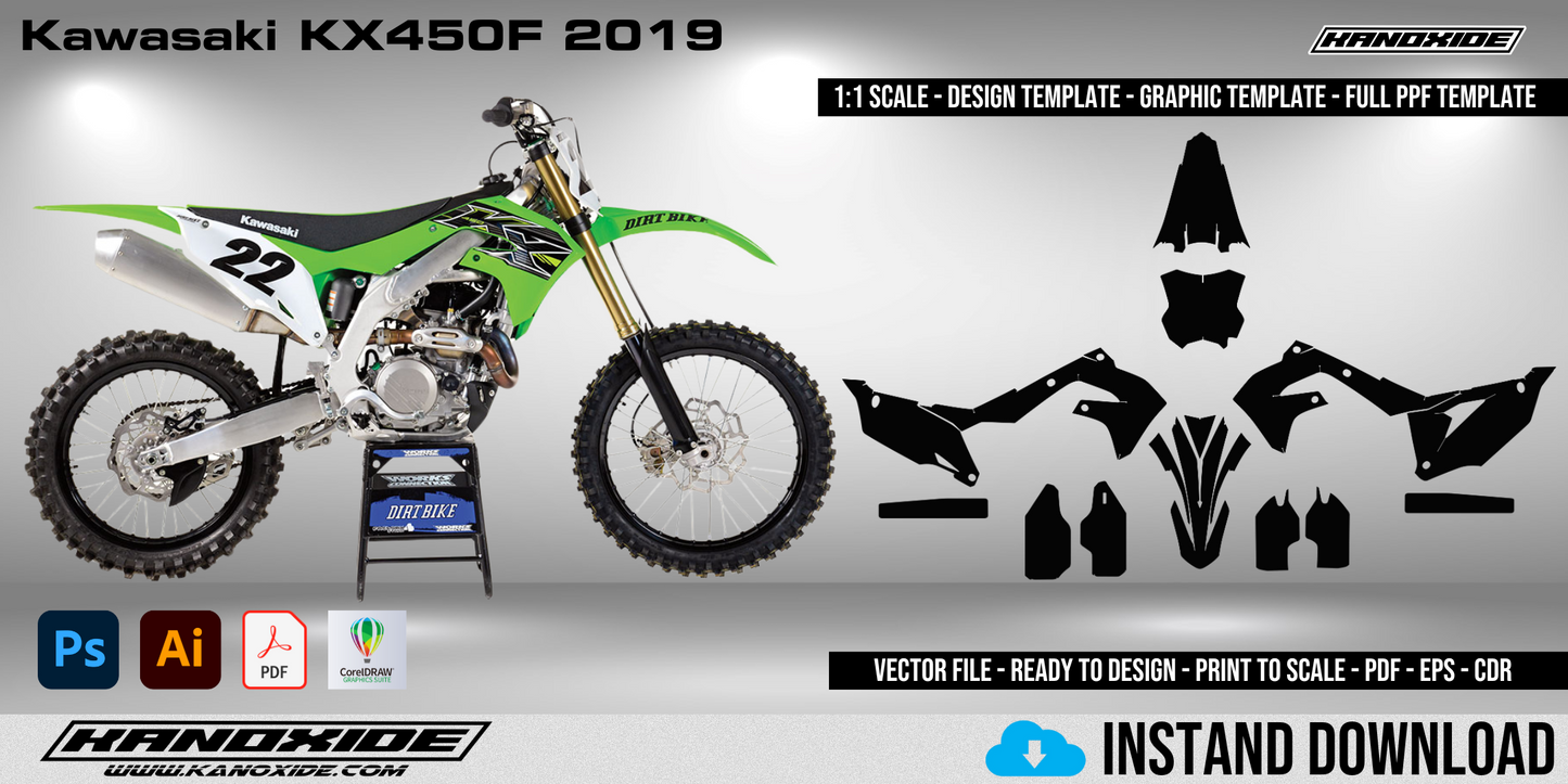 Kawasaki KX450F 2019 Volle Vorlage im Maßstab 1:1 - Design Vector Digital