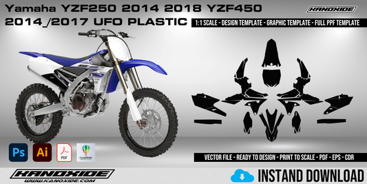 Plantilla UFO PLAS para YAMAHA YZF 250 450 2017 (escala 1:1) - Diseño vectorial digital