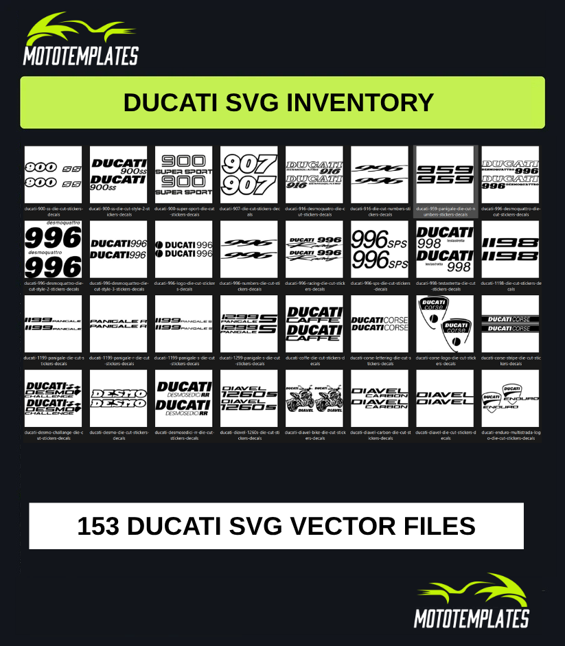 Ducati Motorcycle SVG Pack | 153 SVG Vector Files