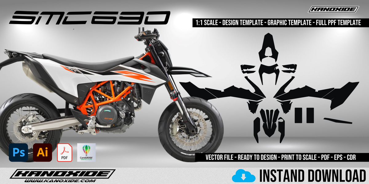 Ktm Rally Bike Vector KTM SMC-R 2020 Full 1:1 Scale Template - Design Vector Digital ...