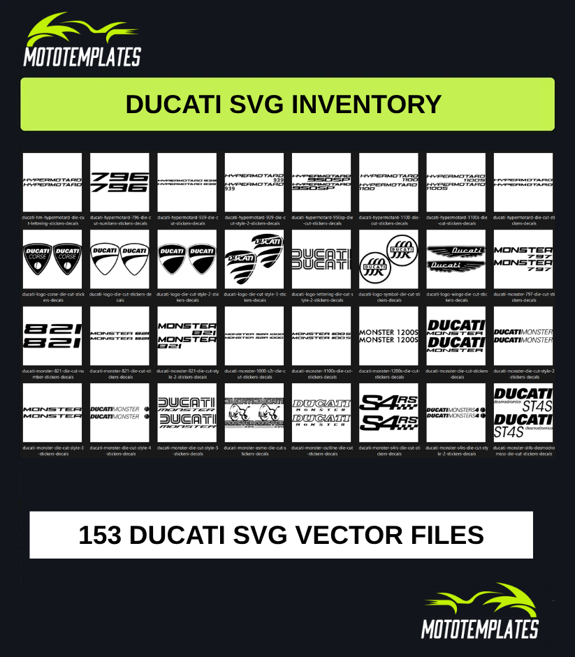 Ducati Motorcycle SVG Pack | 153 SVG Vector Files