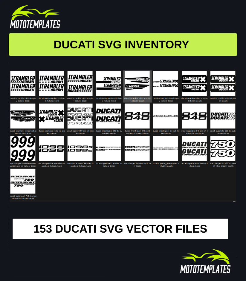 Ducati Motorcycle SVG Pack | 153 SVG Vector Files