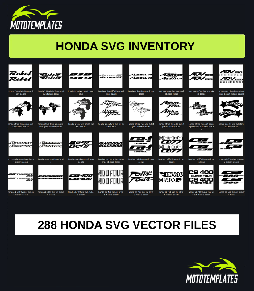 Honda Motorcycle SVG Pack | 288 SVG Vector Files