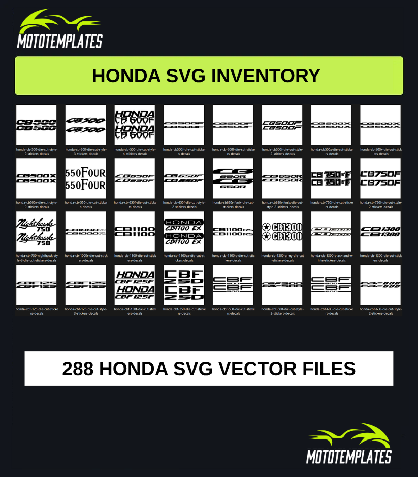 Honda Motorcycle SVG Pack | 288 SVG Vector Files