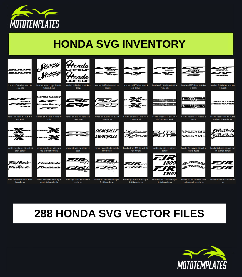 Honda Motorcycle SVG Pack | 288 SVG Vector Files