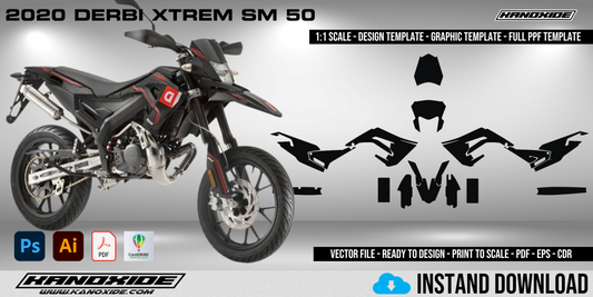 2020 DERBI XTREM SM 50 Full 1:1 Scale Template - Design Vector Digital