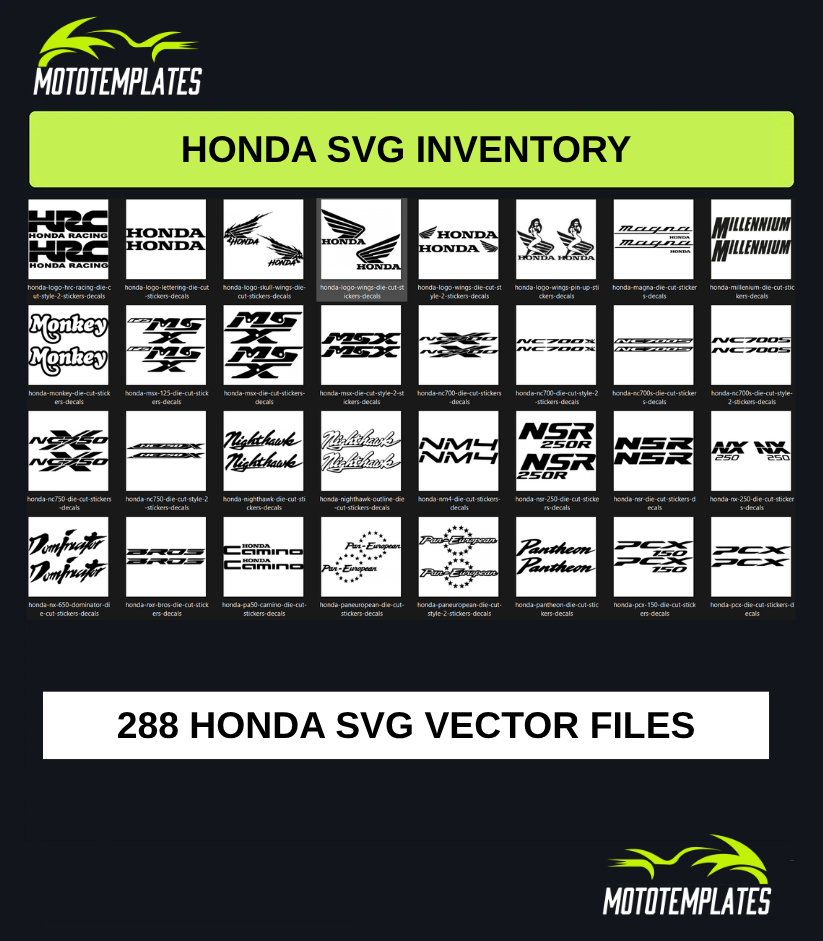 Honda Motorcycle SVG Pack | 288 SVG Vector Files