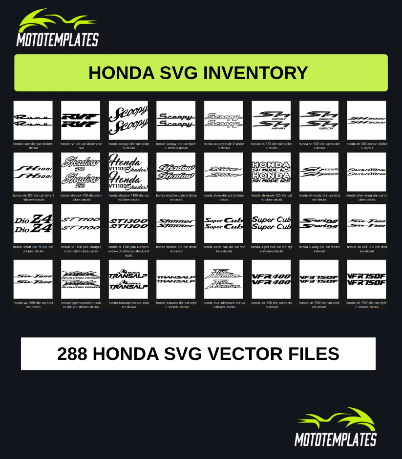 Honda Motorcycle SVG Pack | 288 SVG Vector Files