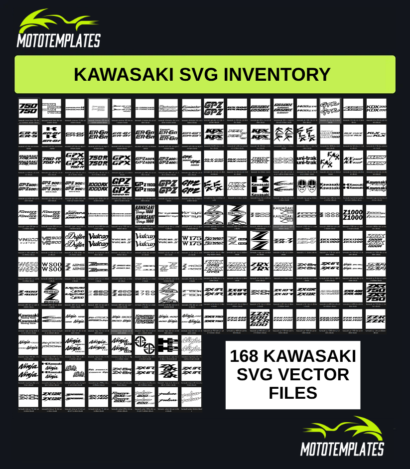Kawasaki Motorcycle SVG Pack | 168 SVG Vector Files