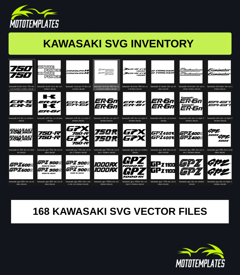 Kawasaki Motorcycle SVG Pack | 168 SVG Vector Files